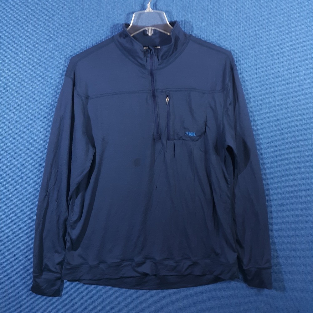 Mountain Khakis Merino Wool Sweater Mens XL Blue Outdoor Hiking Pullover 1/4 Zip